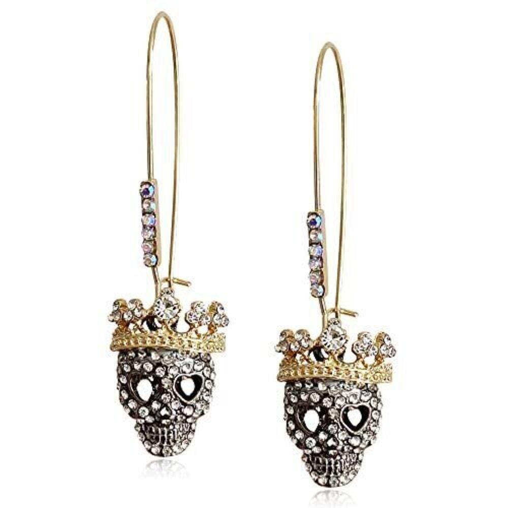 6291 Chic Personalized Punk Gothic Sparkly Crystal Skeleton Dangle Drop
